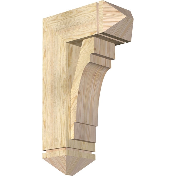 Ekena Millwork Merced Arts and Crafts Rough Sawn Bracket w/ Offset Brace, Douglas Fir, 8"W x 18"D x 30"H BKT0806X18X30MRC03RDF - main